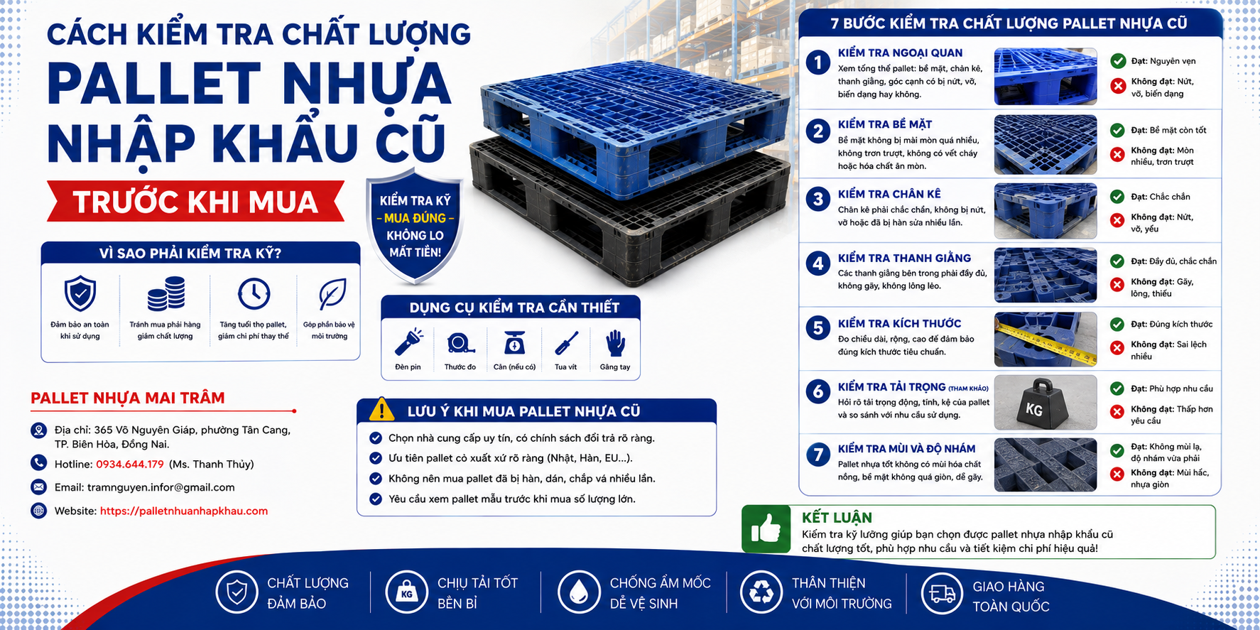 Cách Kiểm Tra Pallet Nhựa Nhập Khẩu Cũ Trước Khi Mua