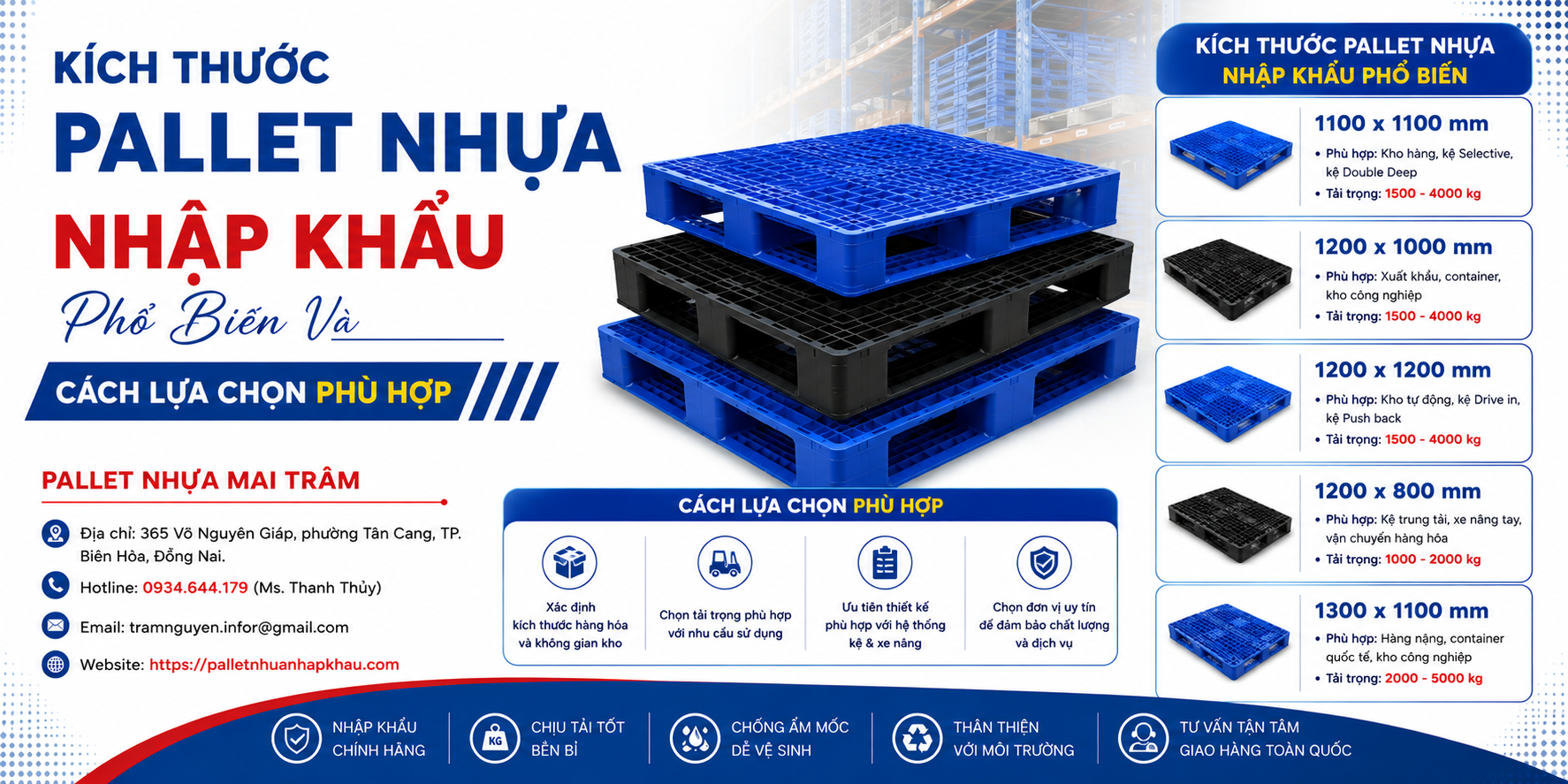 Kích Thước Pallet Nhựa Nhập Khẩu Phổ Biến Và Cách Chọn Đúng Nhu Cầu