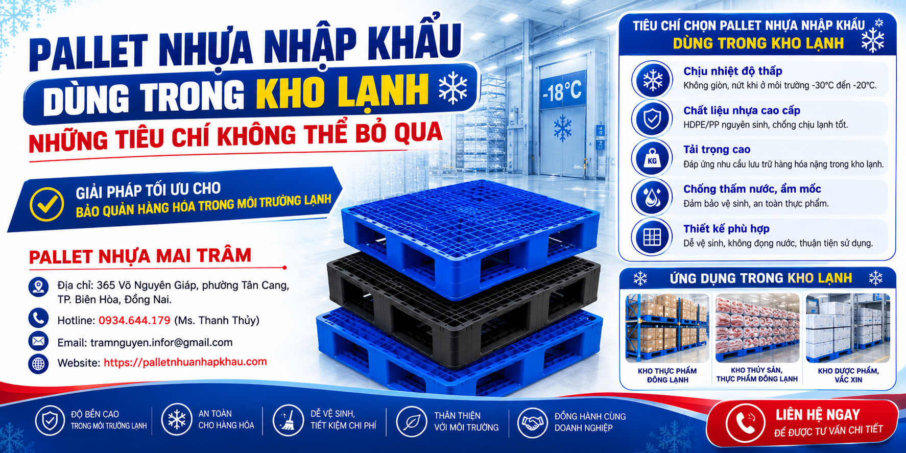 Pallet Nhựa Kho Lạnh: Cách Chọn Loại Chịu Nhiệt Độ Thấp Hiệu Quả