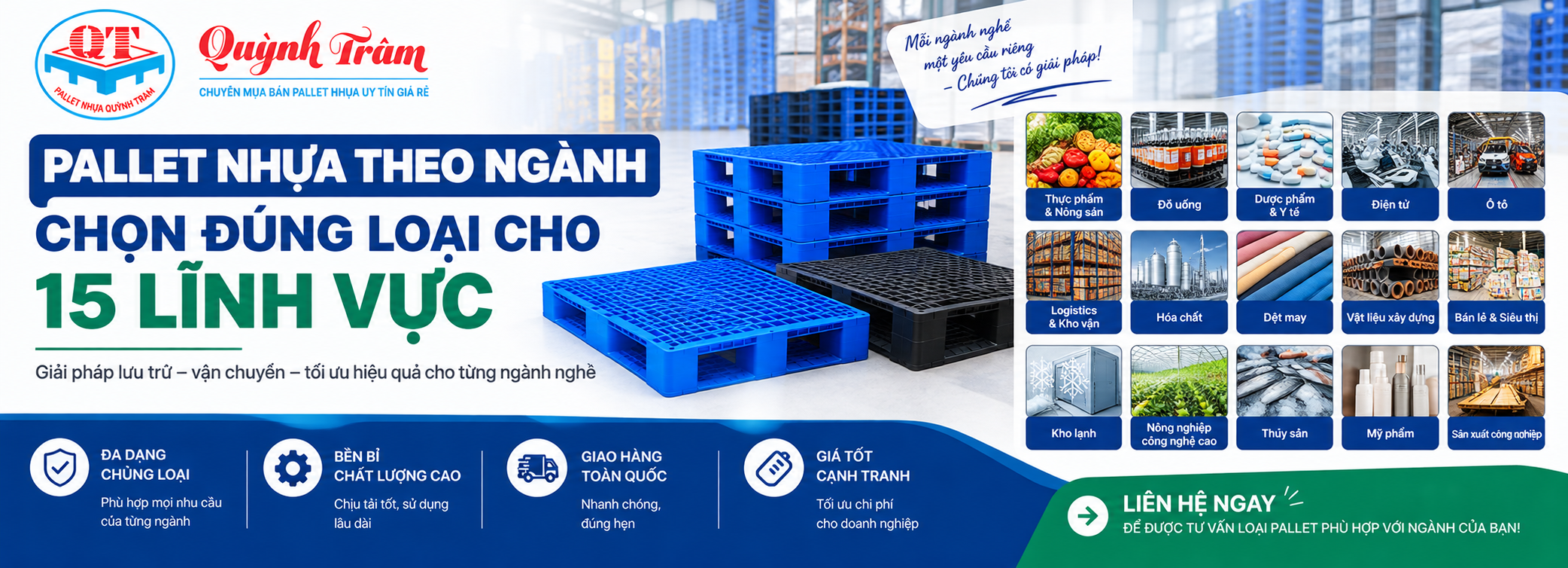 Pallet Nhựa Theo Ngành: Chọn Đúng Loại Cho 15 Lĩnh Vực